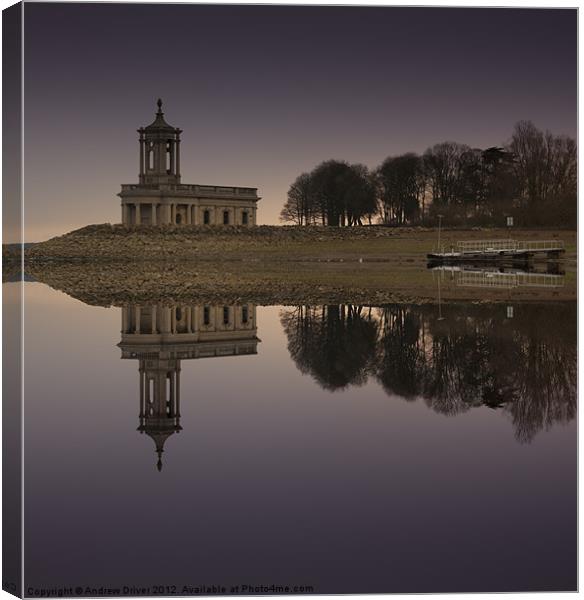 Rutland water reflects Canvas Print by Andrew Driver