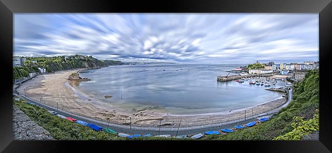 Tenby Harbour & North Beach Panoramic Framed Print by Ben Fecci