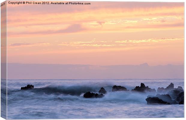 Orange sky at twilight, Tenerife west coast Canvas Print by Phil Crean
