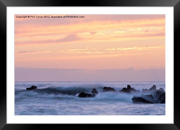 Orange sky at twilight, Tenerife west coast Framed Mounted Print by Phil Crean