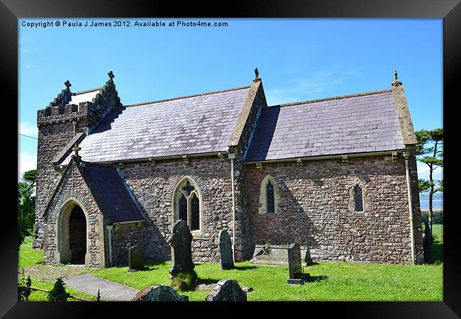 St Madoc's Church, Llanmadoc Framed Print by Paula J James