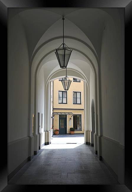 Arched passageway Framed Print by peter jeffreys