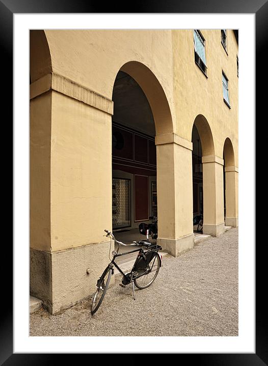 bicycle by arches Framed Mounted Print by peter jeffreys