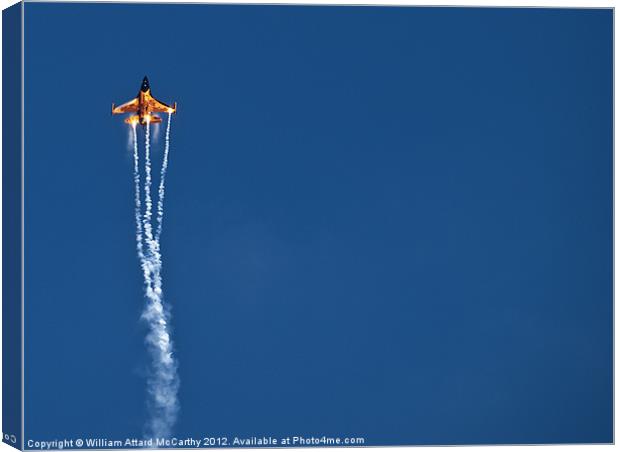 RNLAF  F-16 Fighting Falcon and Flares Canvas Print by William AttardMcCarthy