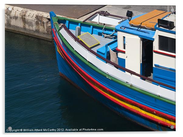 Malta Fishing Boat Acrylic by William AttardMcCarthy