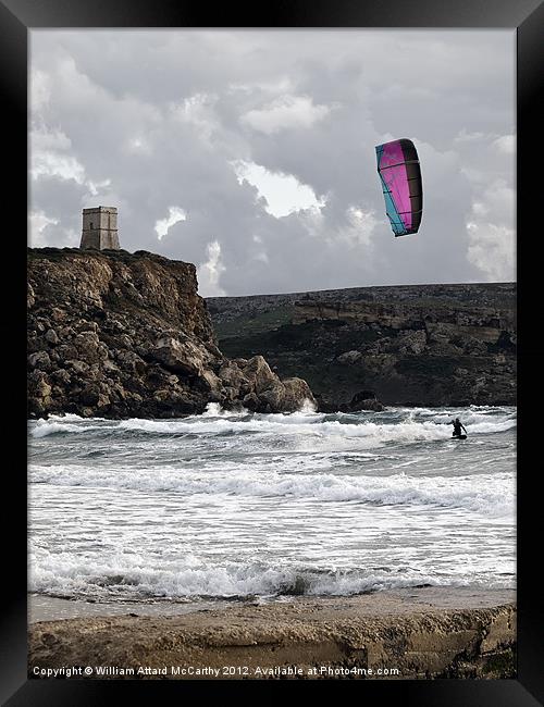 Kite Surfing Framed Print by William AttardMcCarthy