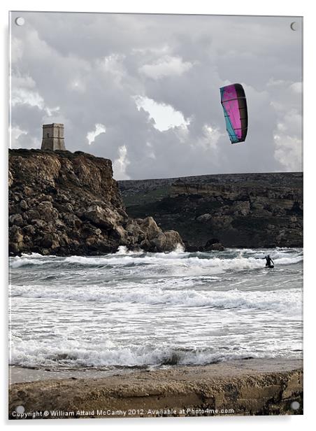 Kite Surfing Acrylic by William AttardMcCarthy