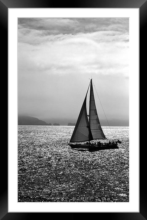 Yacht and the Isle of Wight Framed Mounted Print by Ian Jones