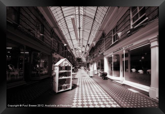 Arcade in Black and white Framed Print by Paul Brewer