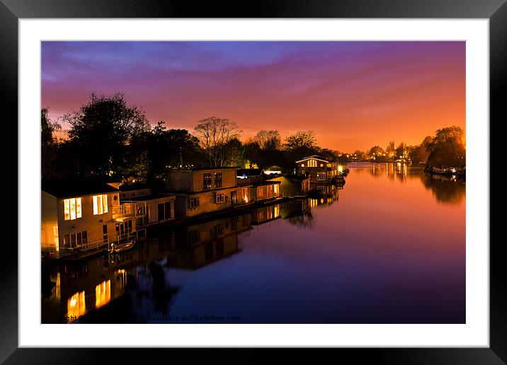 Sunset at Kingston upon Thames Framed Mounted Print by Junwei Chu