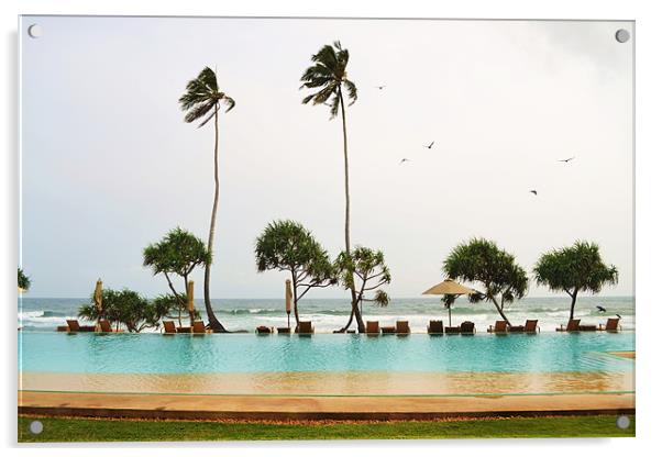 Sea view at Fortress Hotel,Srilanka. Acrylic by thushara weeramanthry