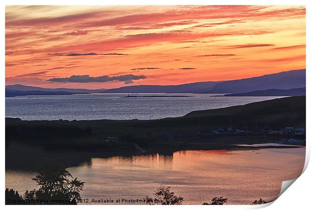 Sunset Over Oban Bay Print by Fiona Messenger
