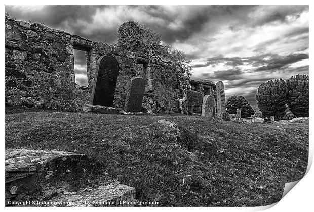 Ruins of the Cill Chriosd Church and Cemetery Print by Fiona Messenger
