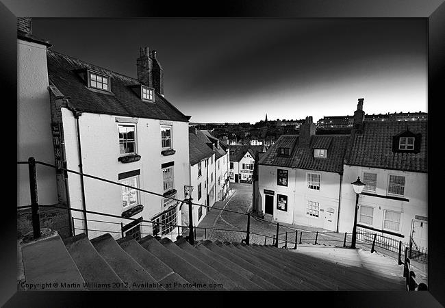 Whitby Steps at Night 1 Framed Print by Martin Williams