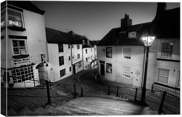 Whitby Steps at Night 2 Canvas Print by Martin Williams