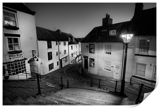 Whitby Steps at Night 2 Print by Martin Williams