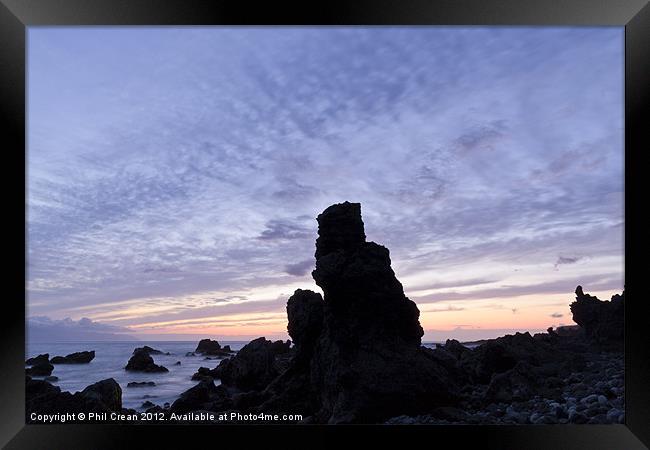 Rock at twilight, Tenerife Framed Print by Phil Crean