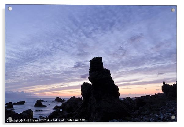 Rock at twilight, Tenerife Acrylic by Phil Crean