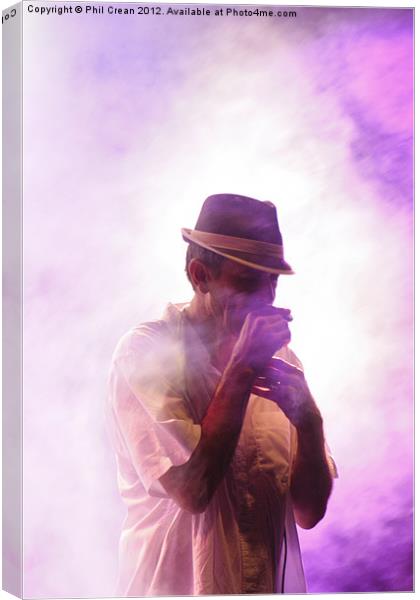 Andy J Forest playing harmonica  Canvas Print by Phil Crean