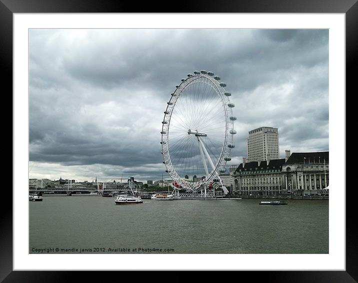 London Eye and River Thames Framed Mounted Print by Mandie Jarvis