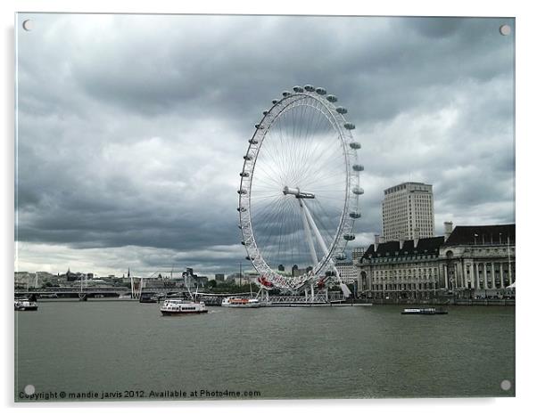 London Eye and River Thames Acrylic by Mandie Jarvis