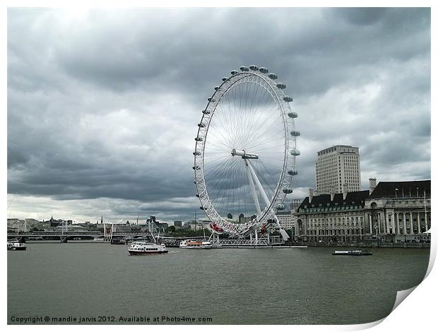 London Eye and River Thames Print by Mandie Jarvis