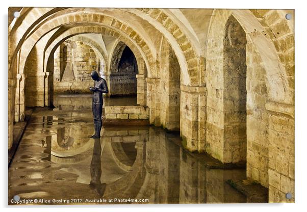 Crypt at Winchester Cathedral Acrylic by Alice Gosling