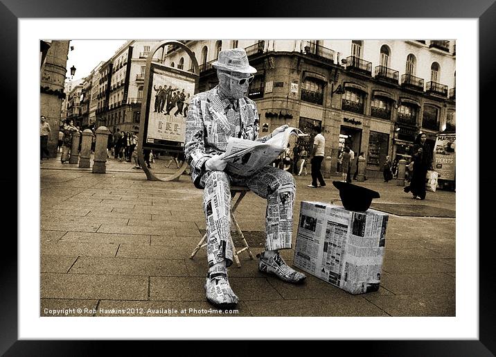 Newspaper Man Framed Mounted Print by Rob Hawkins