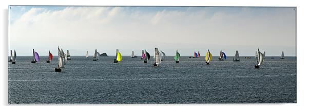 Racing keelboats bound for the start Acrylic by Gary Eason