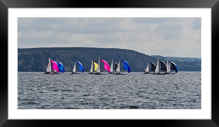 Open 5.70s racing downwind Framed Mounted Print by Gary Eason