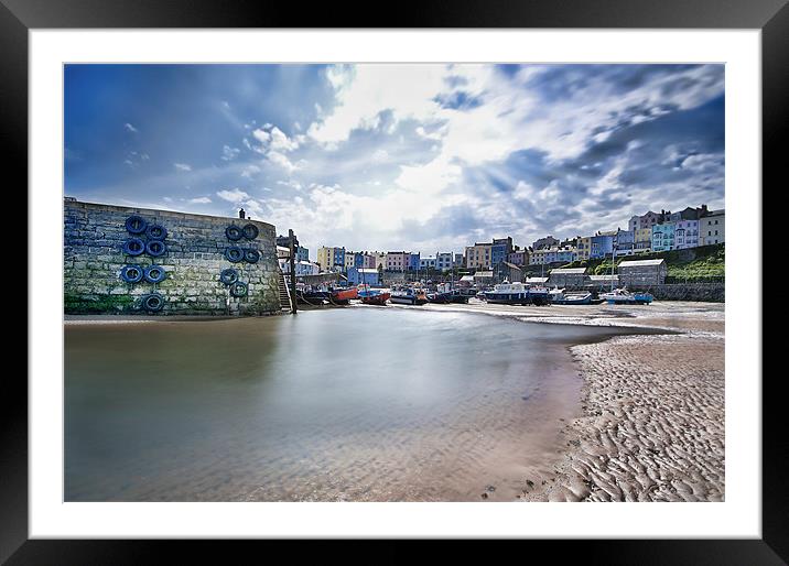 Tenby Harbour Midday Sun Framed Mounted Print by Ben Fecci