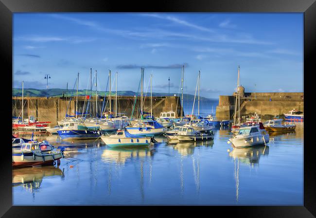 Saundersfoot Boats Painted Framed Print by Steve Purnell