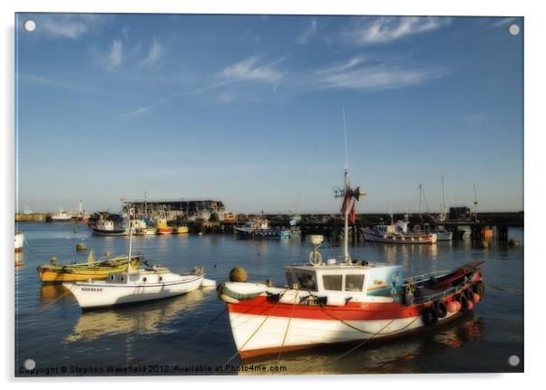 Bridlington harbour in summer light Acrylic by Stephen Wakefield