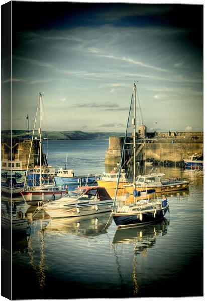 Saundersfoot Boats 2 Lomo Canvas Print by Steve Purnell