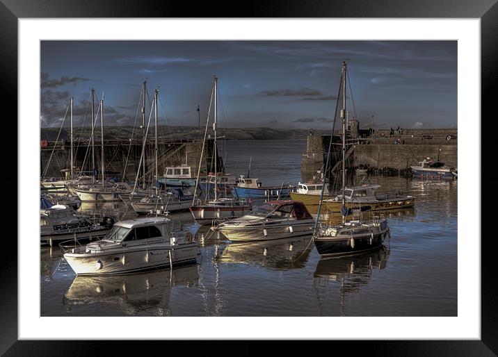 Saundersfoot Boats Dusk Framed Mounted Print by Steve Purnell