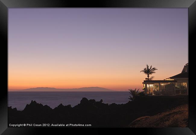 Villa on Tenerife at twilight looking to La Palma Framed Print by Phil Crean