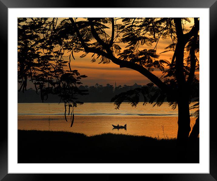 Fishing at sunset Framed Mounted Print by David Worthington