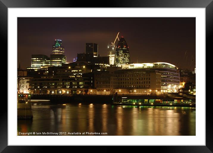 City Skyline at Night Framed Mounted Print by Iain McGillivray