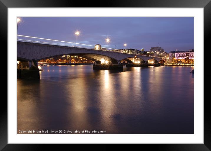 Waterloo Bridge at Night Framed Mounted Print by Iain McGillivray