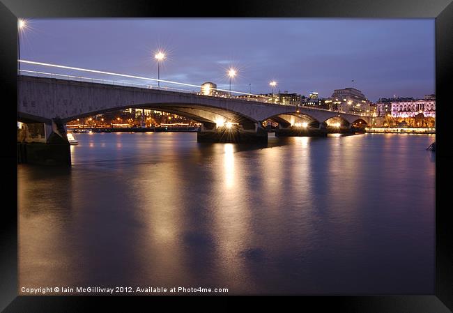 Waterloo Bridge at Night Framed Print by Iain McGillivray