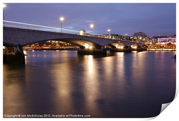 Waterloo Bridge at Night Print by Iain McGillivray