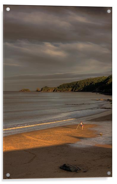 Glen Beach Saundersfoot Acrylic by Steve Purnell