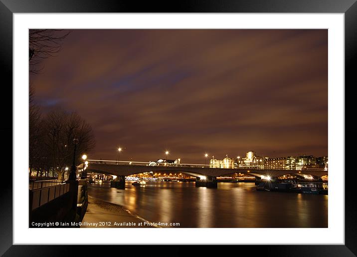 Thames at Night Framed Mounted Print by Iain McGillivray