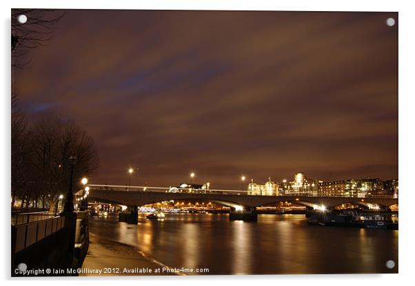 Thames at Night Acrylic by Iain McGillivray