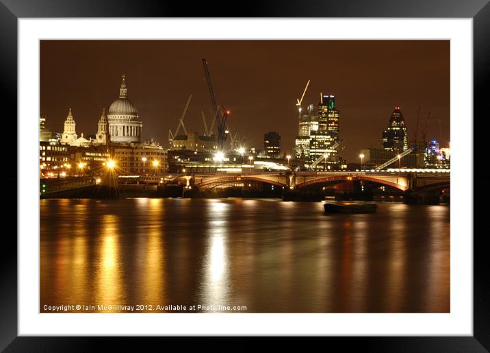 Thames Skyline at Night Framed Mounted Print by Iain McGillivray