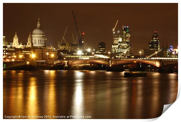 Thames Skyline at Night Print by Iain McGillivray