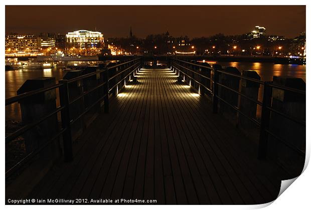 Pier on The Thames at Night Print by Iain McGillivray