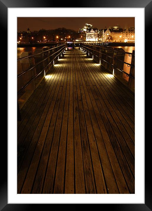 Pier on The Thames at Night Framed Mounted Print by Iain McGillivray