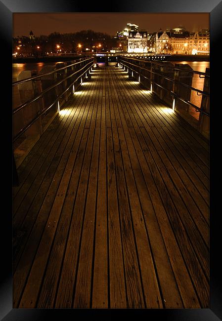 Pier on The Thames at Night Framed Print by Iain McGillivray