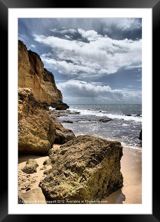 Portugal beach and rock Framed Mounted Print by Brian  Raggatt